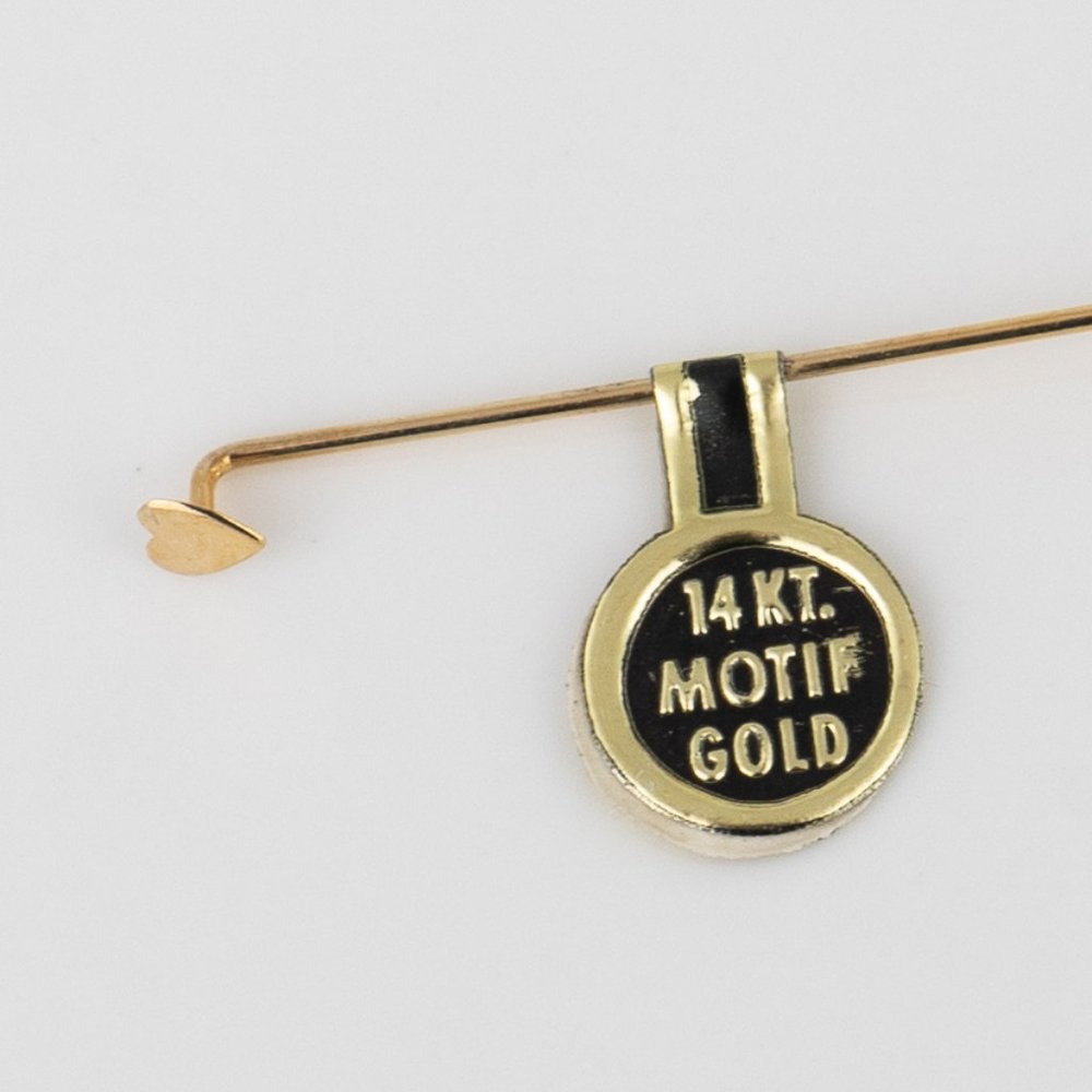 14kt Yellow Gold Heart Stickpin Vintage Flat Small Petite Delicate Dainty